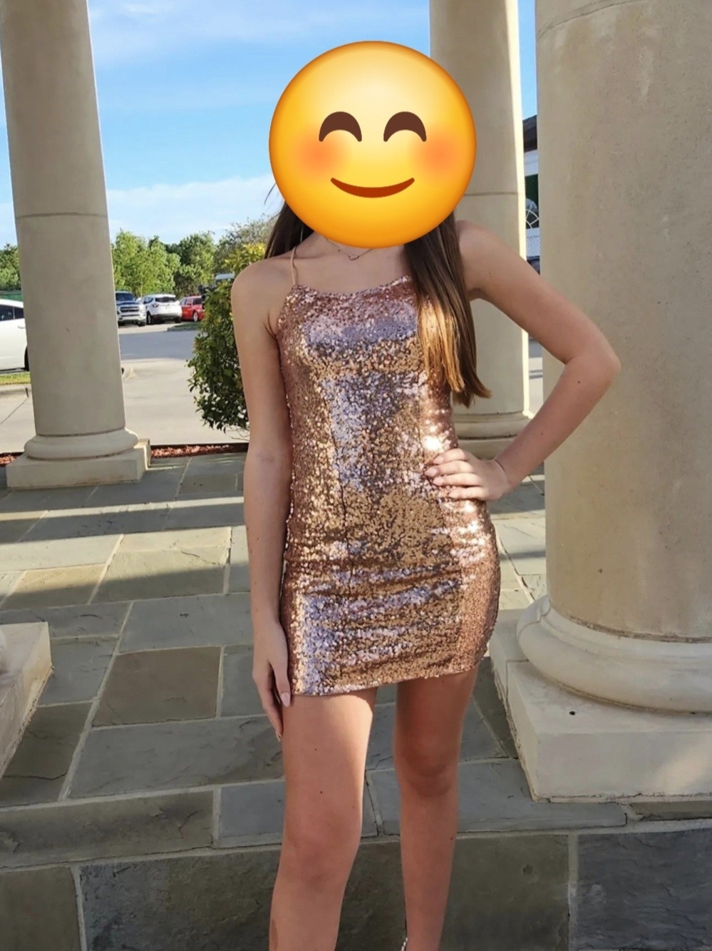 Lulu's Size XXS - Rose Gold Sequin Mini Dress